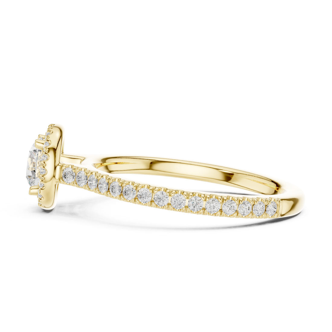 .98 Ct. Round Diamond Solitaire with Round Halo and Pavé-Set Band (LR-0224) 4