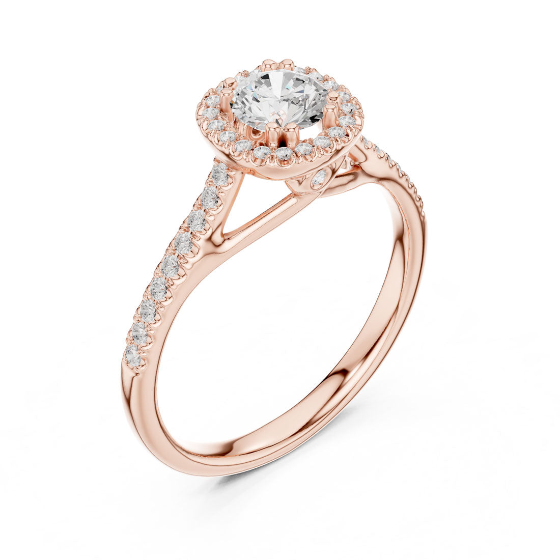 .79 Ct. Round Diamond Cushion Halo Pavé Ring (LR-0227) 9