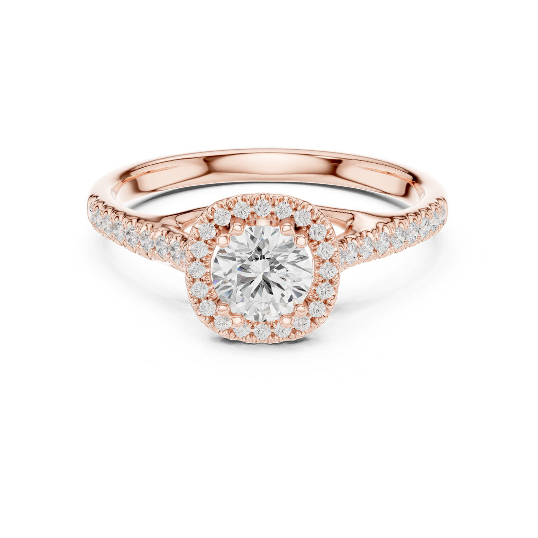 .79 Ct. Round Diamond Cushion Halo Pavé Ring (LR-0227) 7