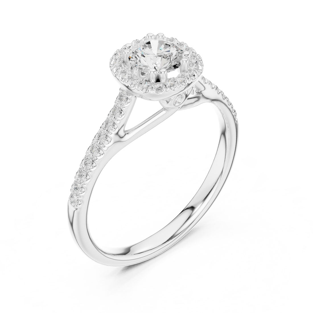 .79 Ct. Round Diamond Cushion Halo Pavé Ring (LR-0227) 10