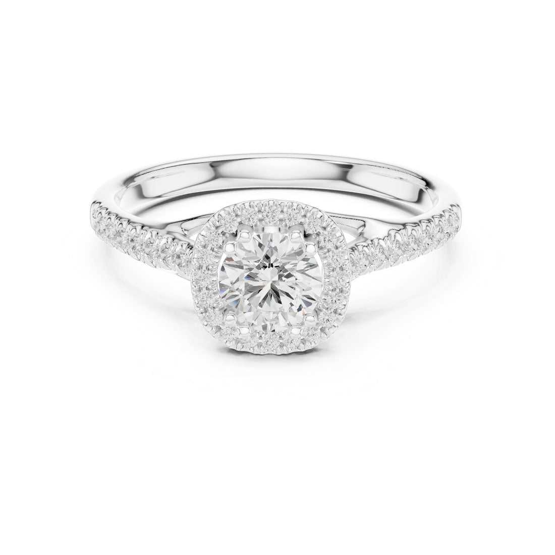 .79 Ct. Round Diamond Cushion Halo Pavé Ring (LR-0227) 5