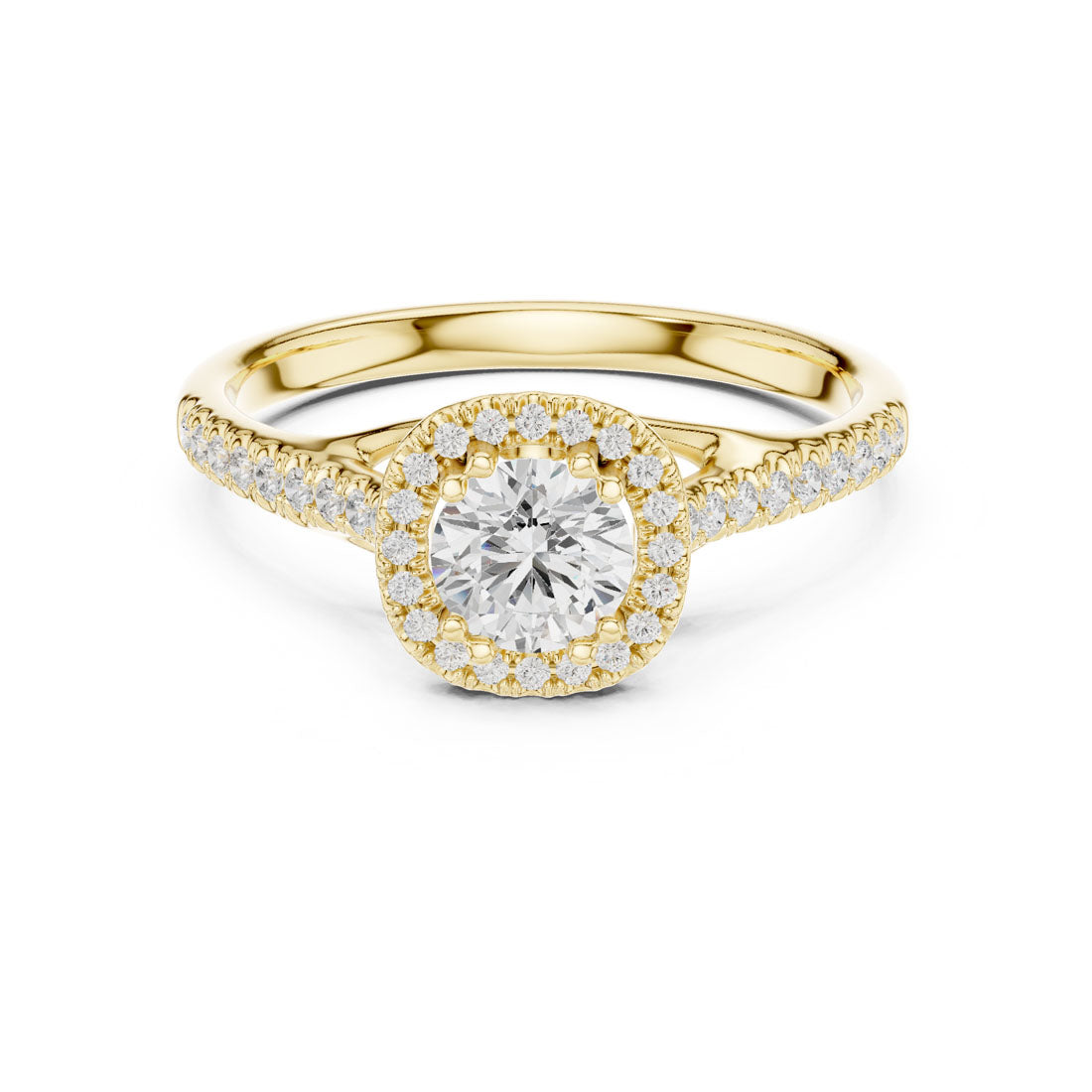 .79 Ct. Round Diamond Cushion Halo Pavé Ring (LR-0227)