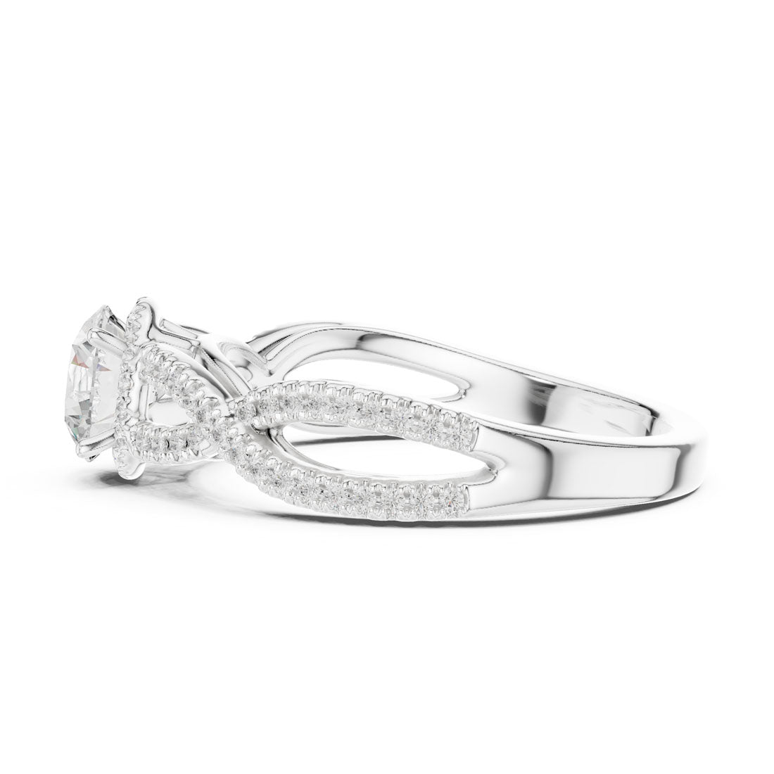 1.22 Ct. Round Diamond Solitaire with Round Halo and Pave-Set Band (LR-0232) 11