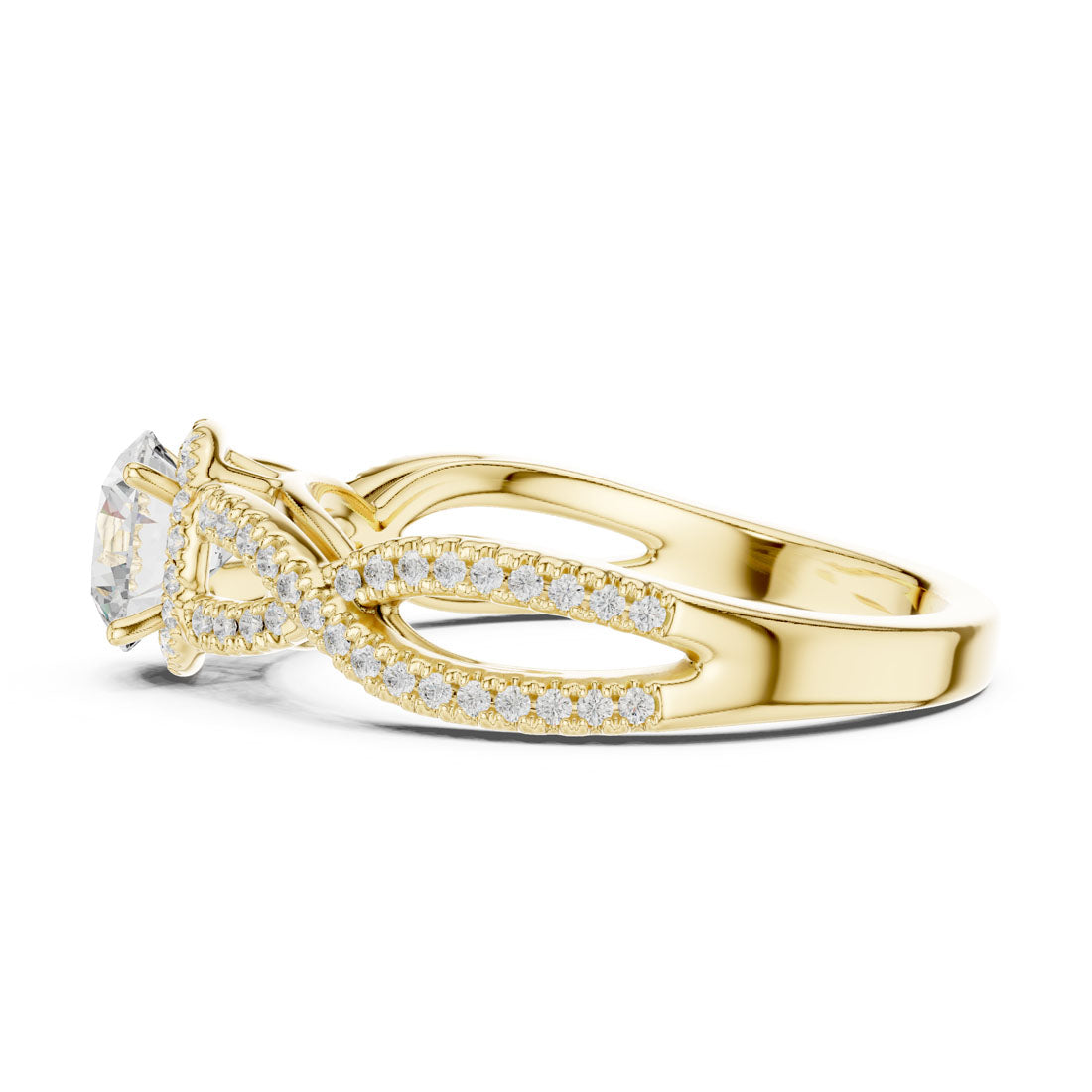1.22 Ct. Round Diamond Solitaire with Round Halo and Pave-Set Band (LR-0232) 3