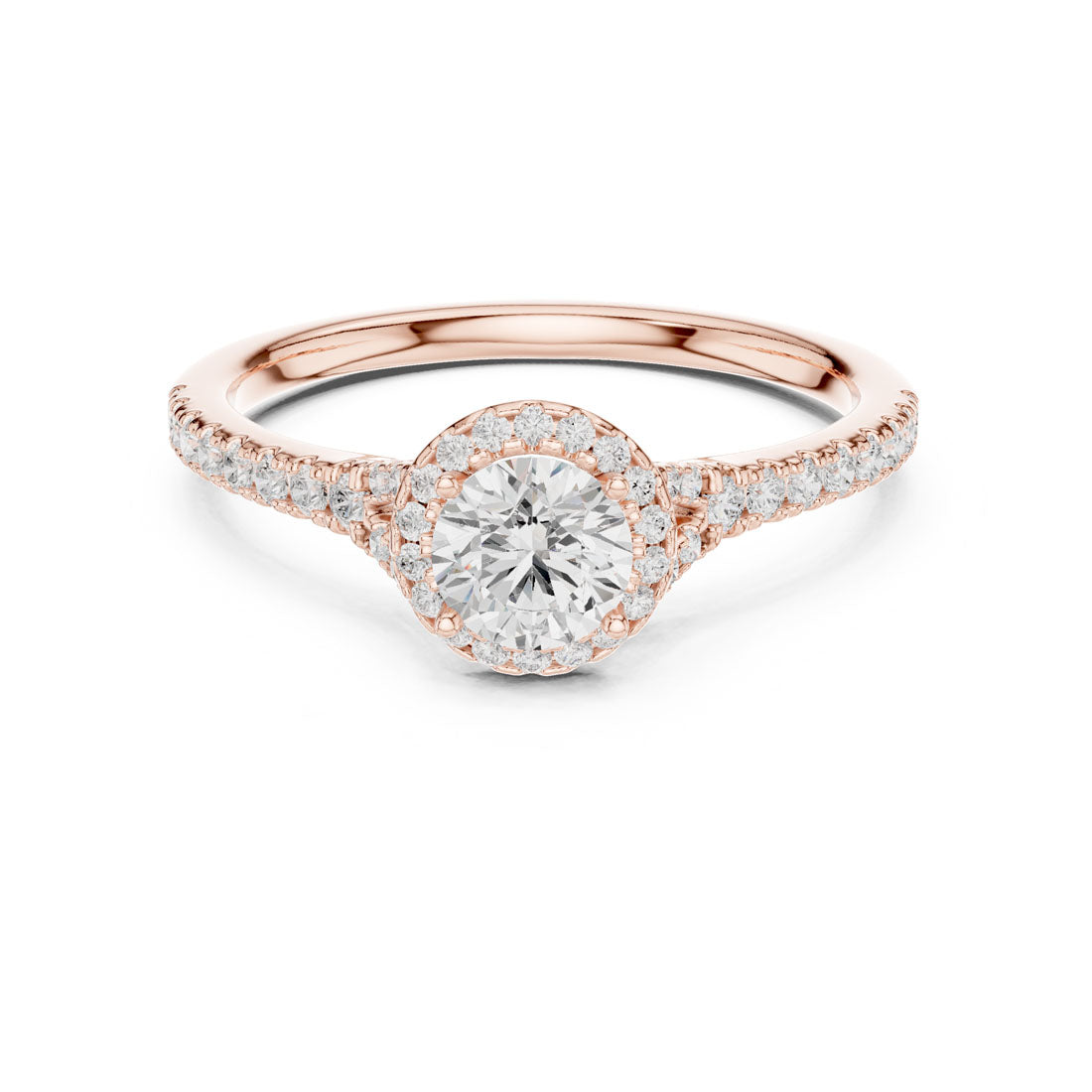 .85-1.20 Ct. Round Diamond Solitaire with Round Halo and Pavé-Set Band (LR-0238+0241) 7