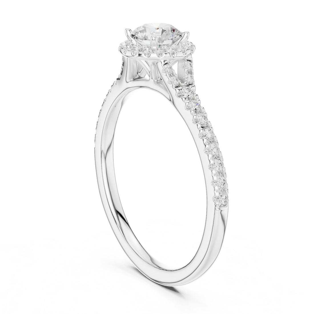 .85-1.20 Ct. Round Diamond Solitaire with Round Halo and Pavé-Set Band (LR-0238+0241) 9