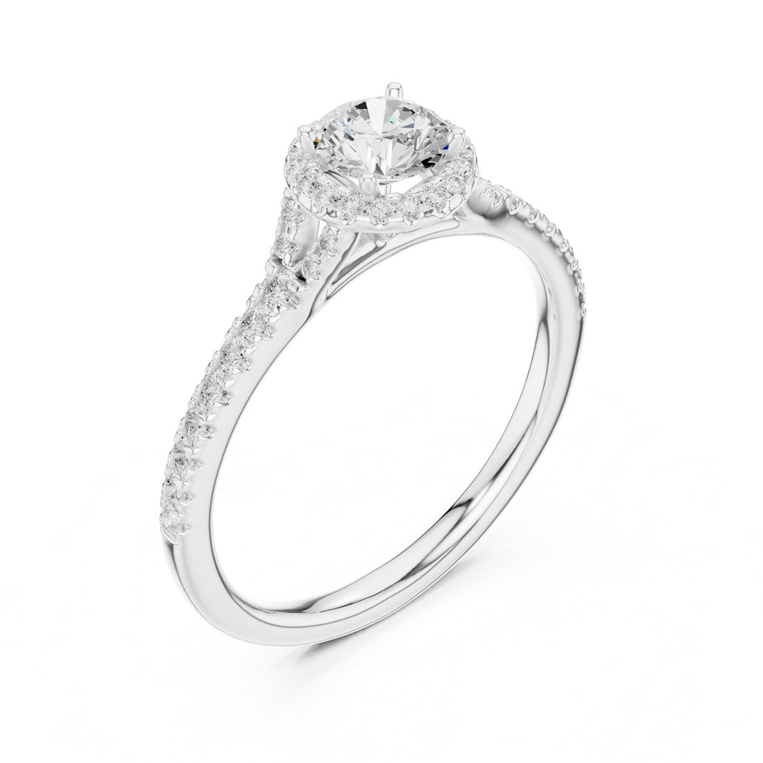 .85-1.20 Ct. Round Diamond Solitaire with Round Halo and Pavé-Set Band (LR-0238+0241) 8