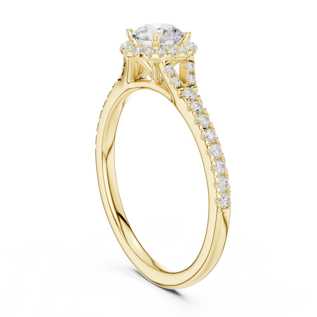 .85-1.20 Ct. Round Diamond Solitaire with Round Halo and Pavé-Set Band (LR-0238+0241) 3