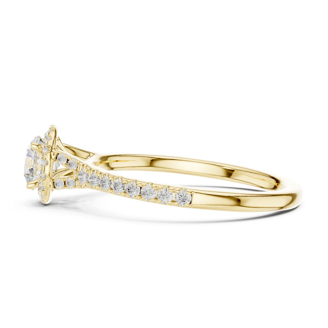 .85-1.20 Ct. Round Diamond Solitaire with Round Halo and Pavé-Set Band (LR-0238+0241) 4