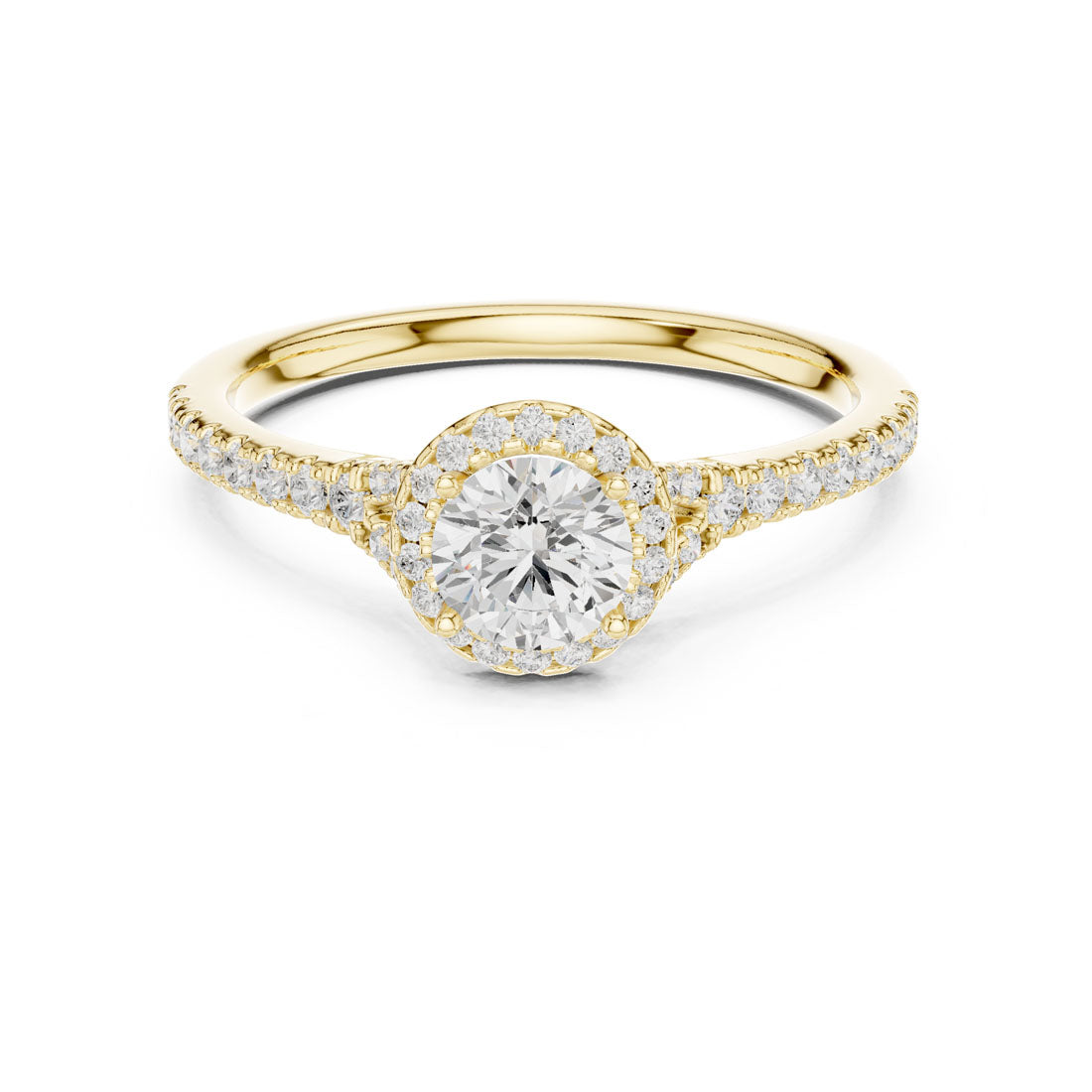 .85-1.20 Ct. Round Diamond Solitaire with Round Halo and Pavé-Set Band (LR-0238+0241) 5