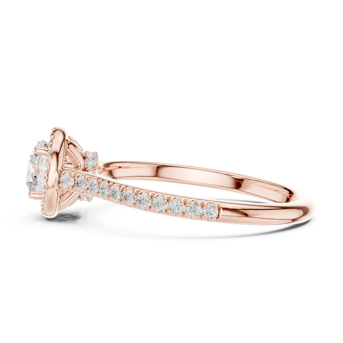 1.04 Ct. Round Diamond Halo Engagement Ring with Hidden Halo and Pavé Shank (LR-0242) 11