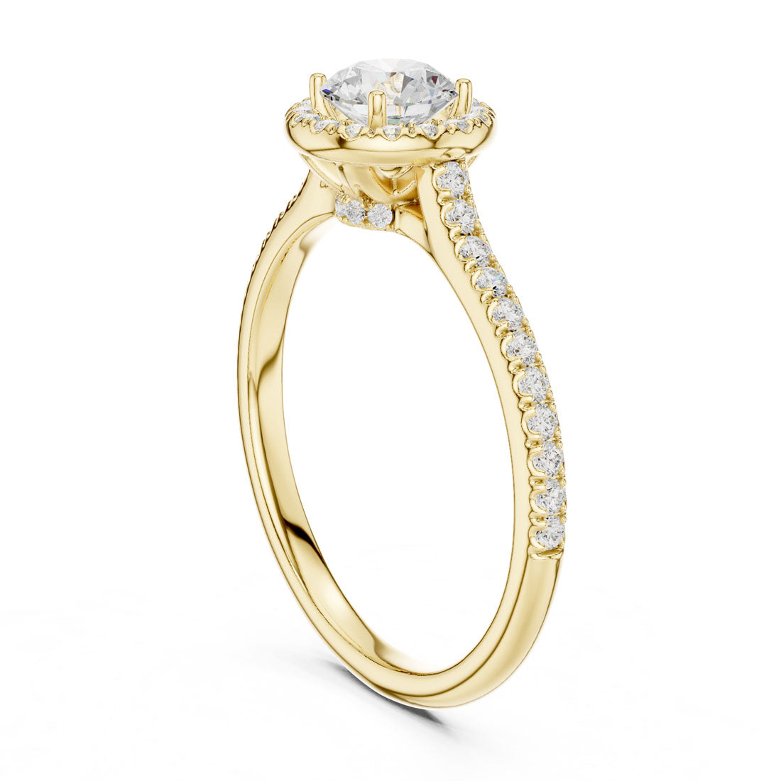 1.04 Ct. Round Diamond Halo Engagement Ring with Hidden Halo and Pavé Shank (LR-0242) 3
