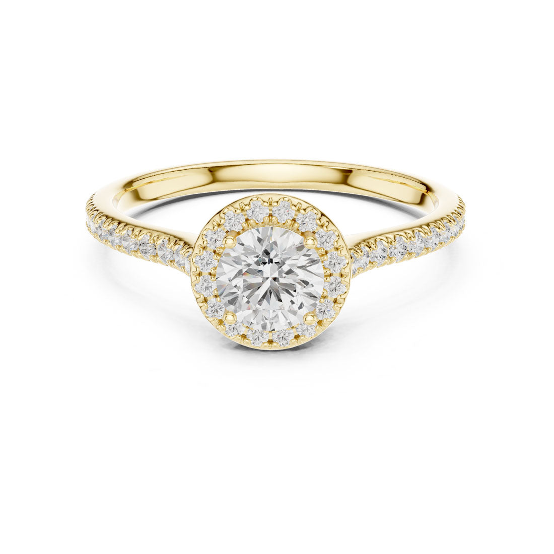 1.04 Ct. Round Diamond Halo Engagement Ring with Hidden Halo and Pavé Shank (LR-0242) 5