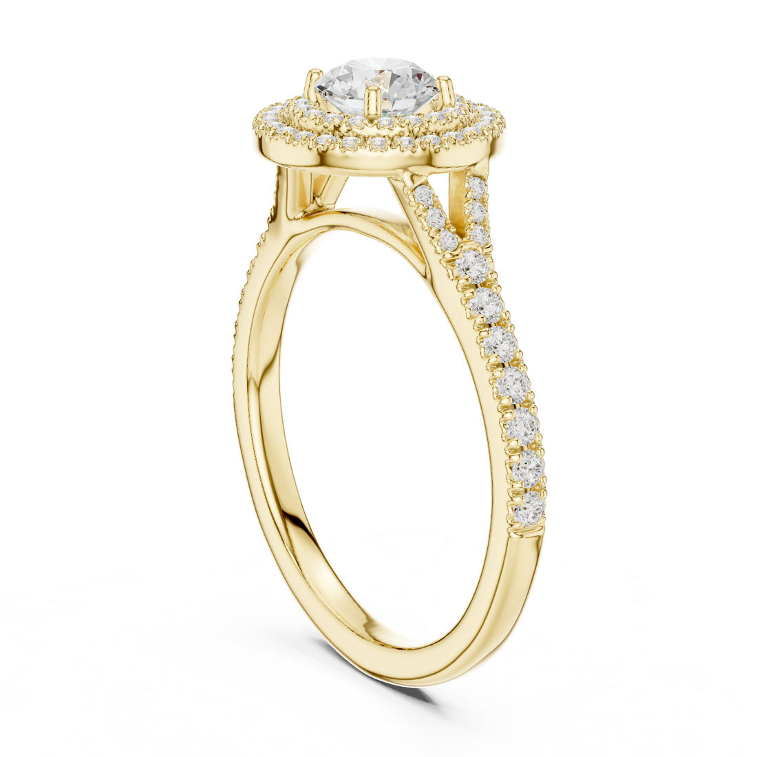 1.08 Ct. Round Diamond Double Halo Ring with Pavé-Set Band (LR-0254) 3