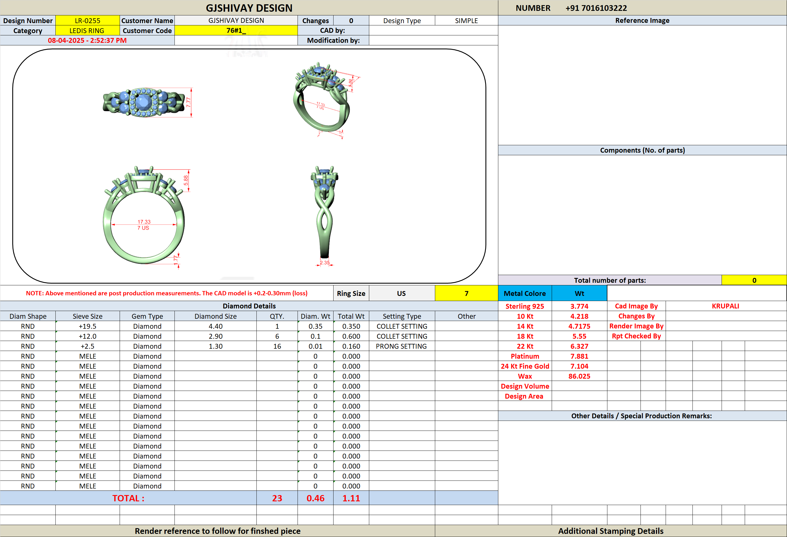 1.11 Ct. Round Diamond Solitaire with Cushion Shaped Pave Bezel and Side Stone Accents (LR-0255) 13