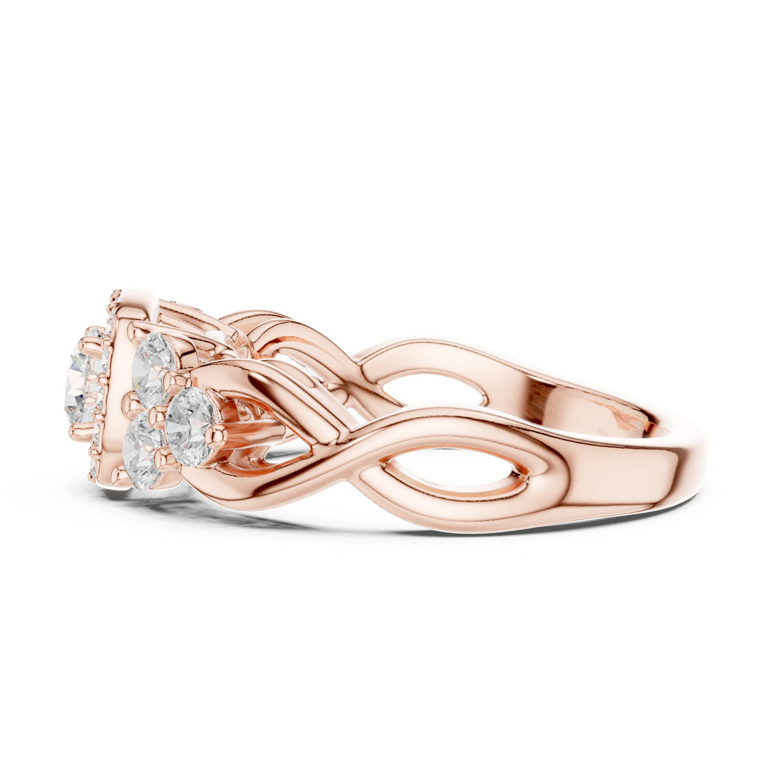 1.11 Ct. Round Diamond Solitaire with Cushion Shaped Pave Bezel and Side Stone Accents (LR-0255) 11
