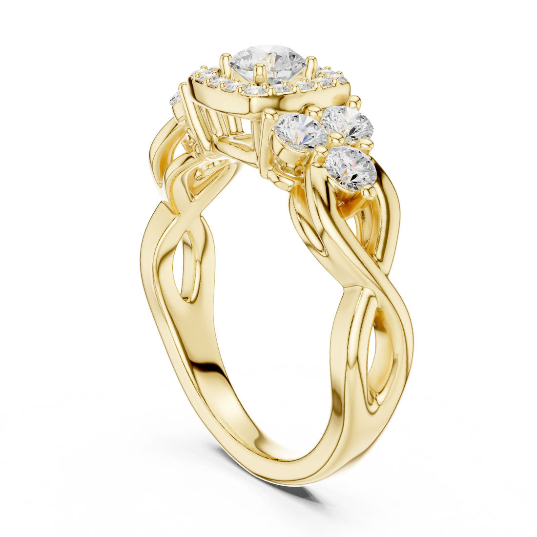 1.11 Ct. Round Diamond Solitaire with Cushion Shaped Pave Bezel and Side Stone Accents (LR-0255) 3