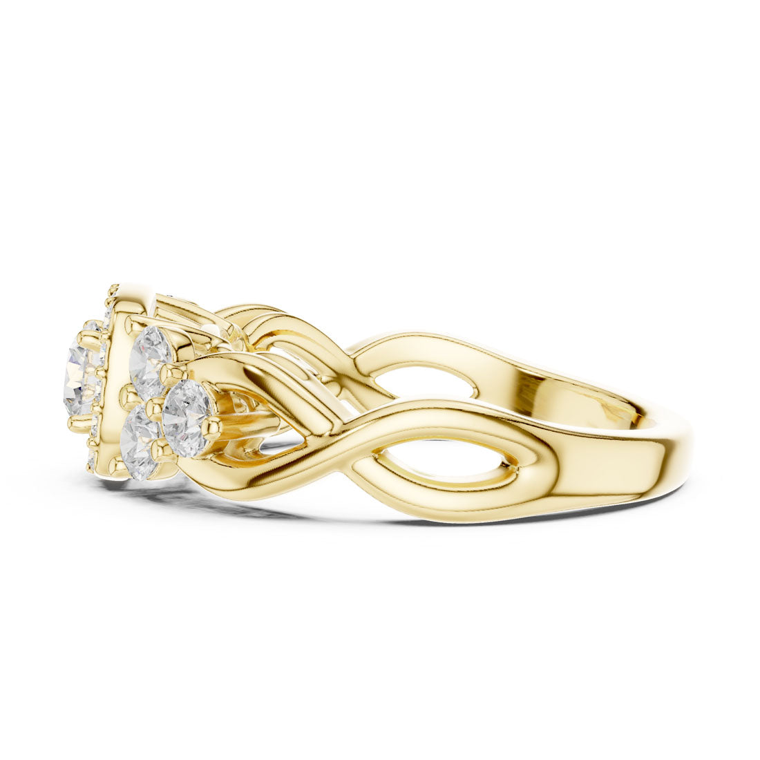 1.11 Ct. Round Diamond Solitaire with Cushion Shaped Pave Bezel and Side Stone Accents (LR-0255) 4