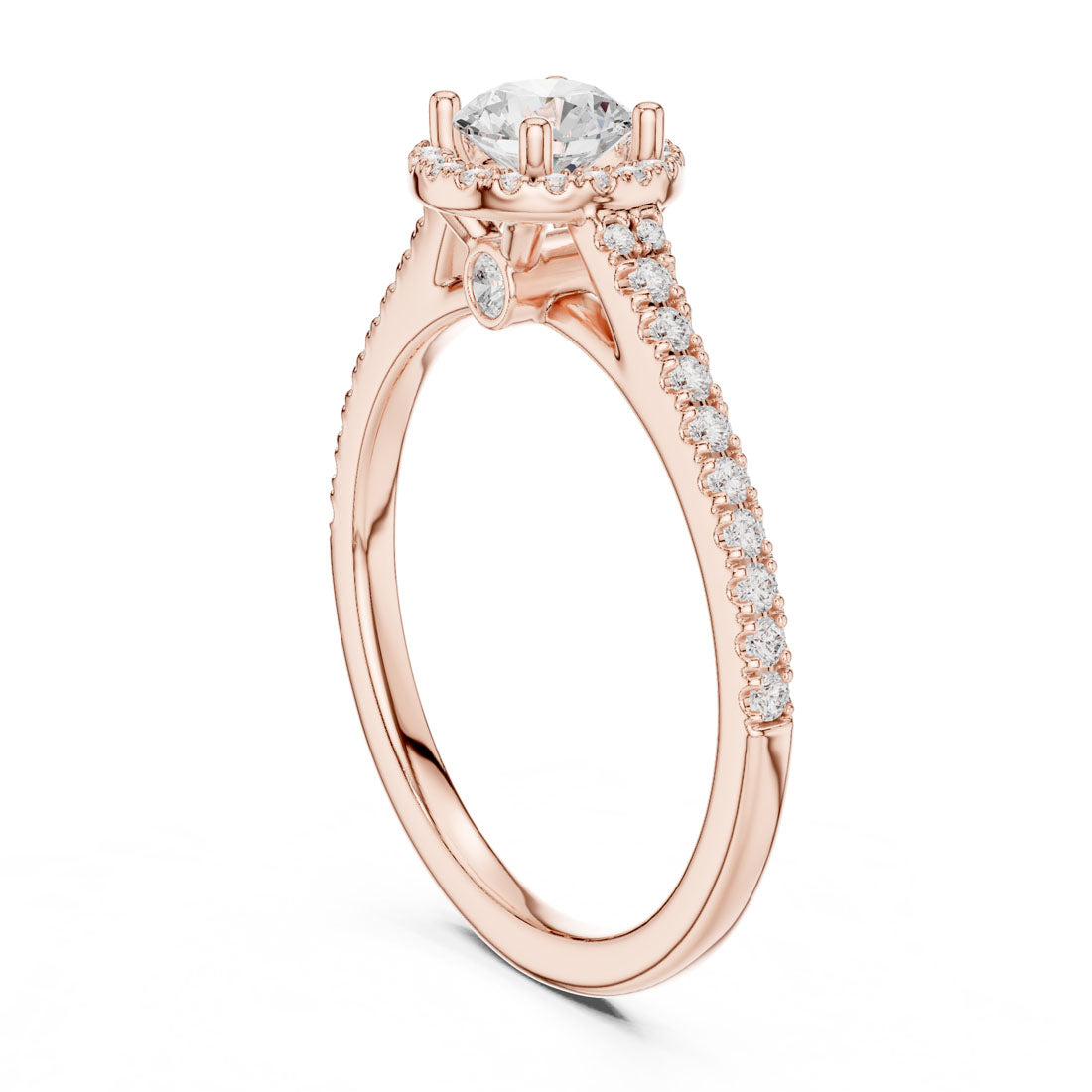 .84 Ct. Round Diamond Solitaire with Round Halo and Pavé-Set Band (LR-0265) 10