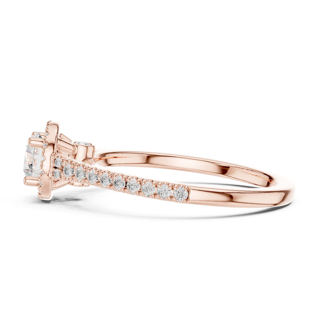 .84 Ct. Round Diamond Solitaire with Round Halo and Pavé-Set Band (LR-0265) 12