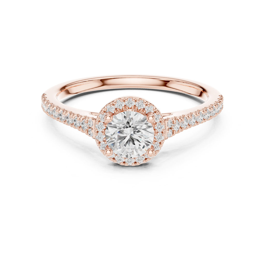 .84 Ct. Round Diamond Solitaire with Round Halo and Pavé-Set Band (LR-0265) 6
