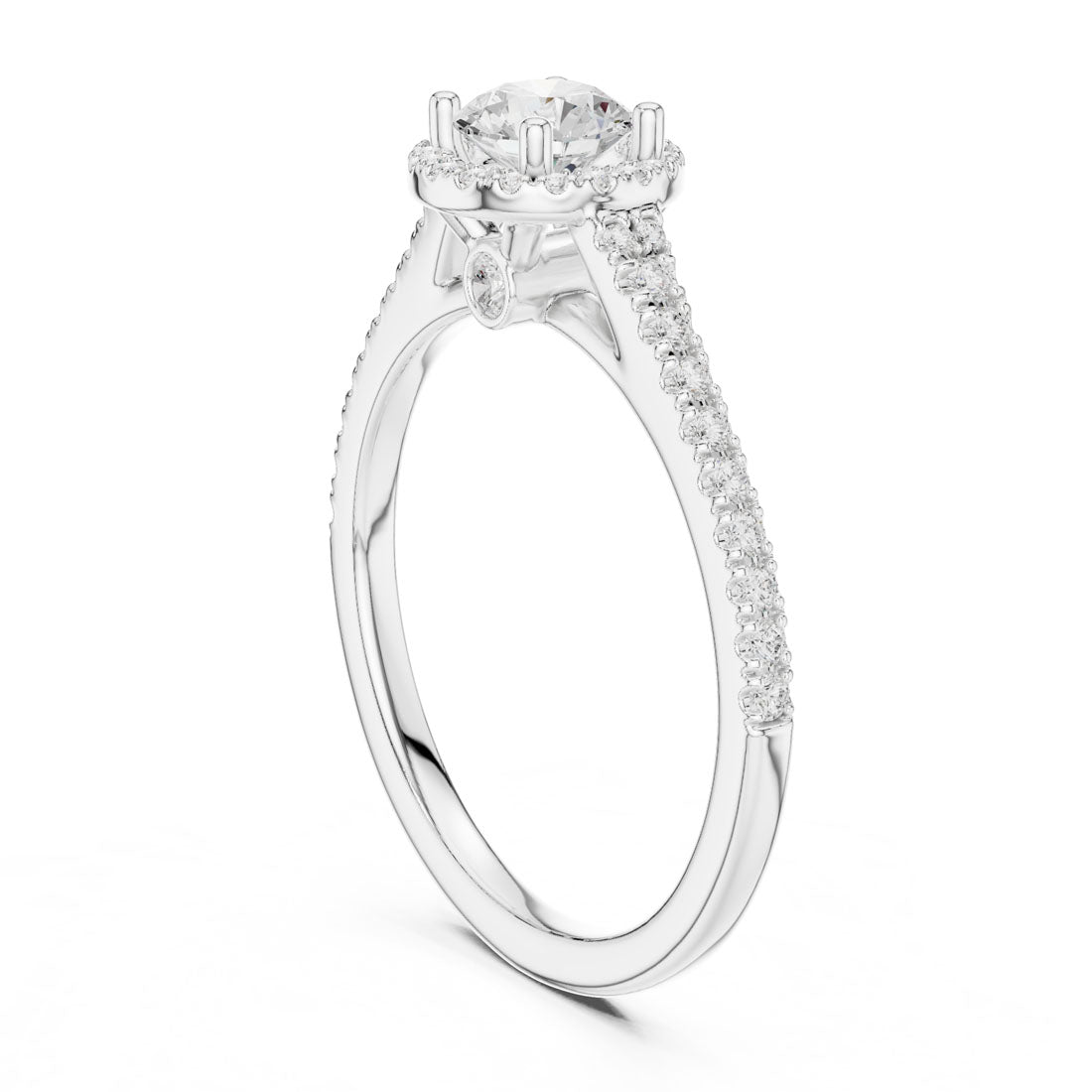 .84 Ct. Round Diamond Solitaire with Round Halo and Pavé-Set Band (LR-0265) 9