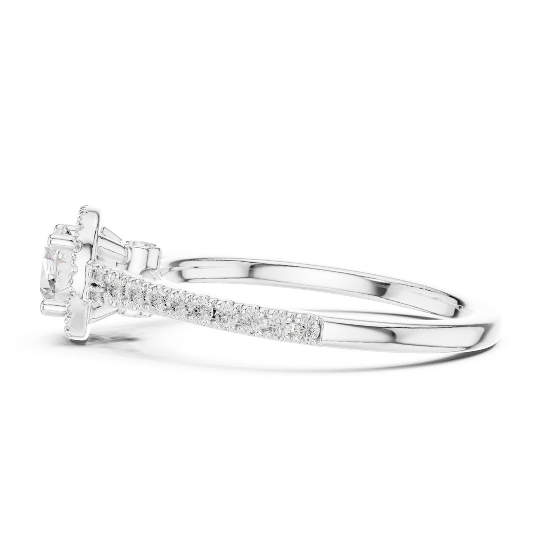 .84 Ct. Round Diamond Solitaire with Round Halo and Pavé-Set Band (LR-0265) 11