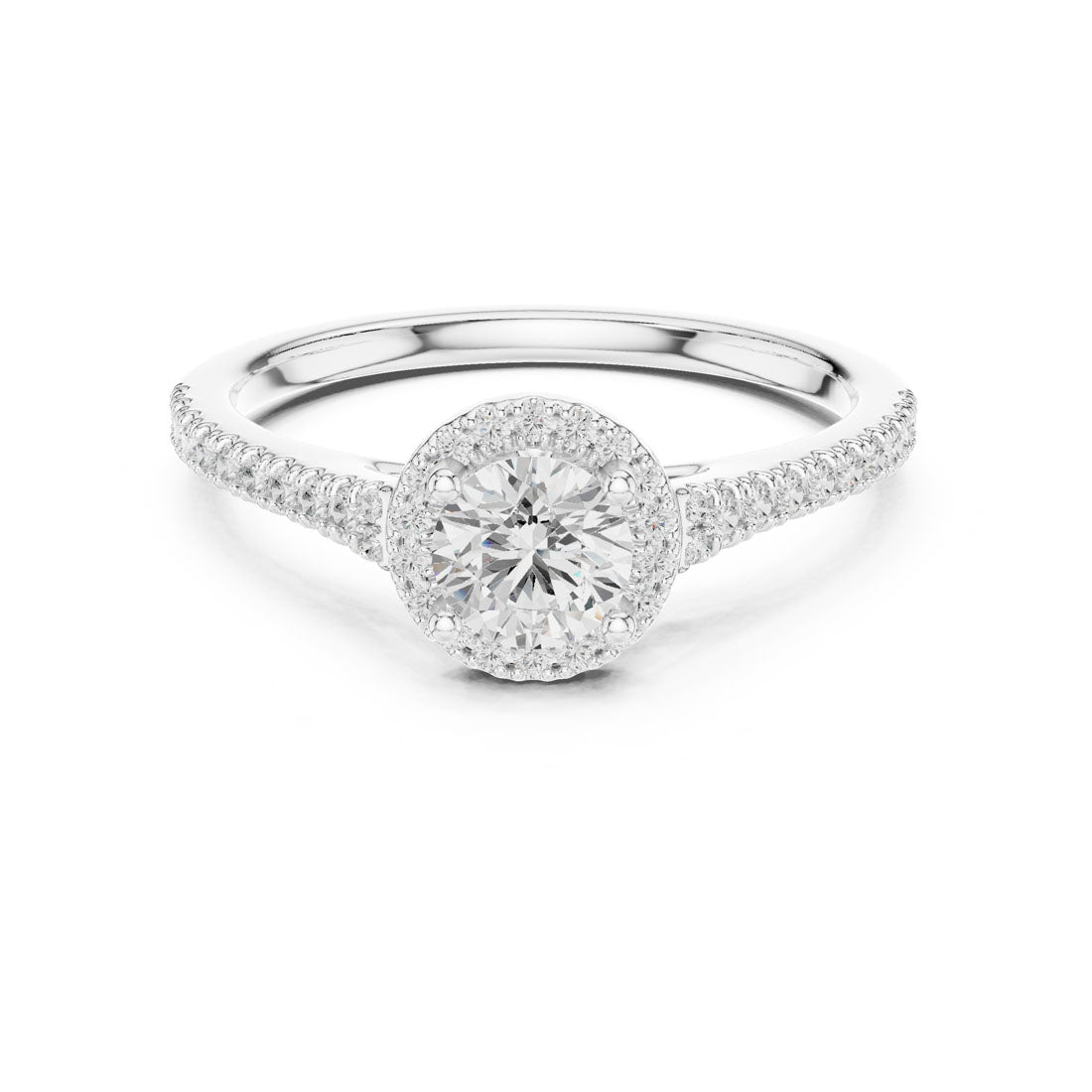 .84 Ct. Round Diamond Solitaire with Round Halo and Pavé-Set Band (LR-0265)
