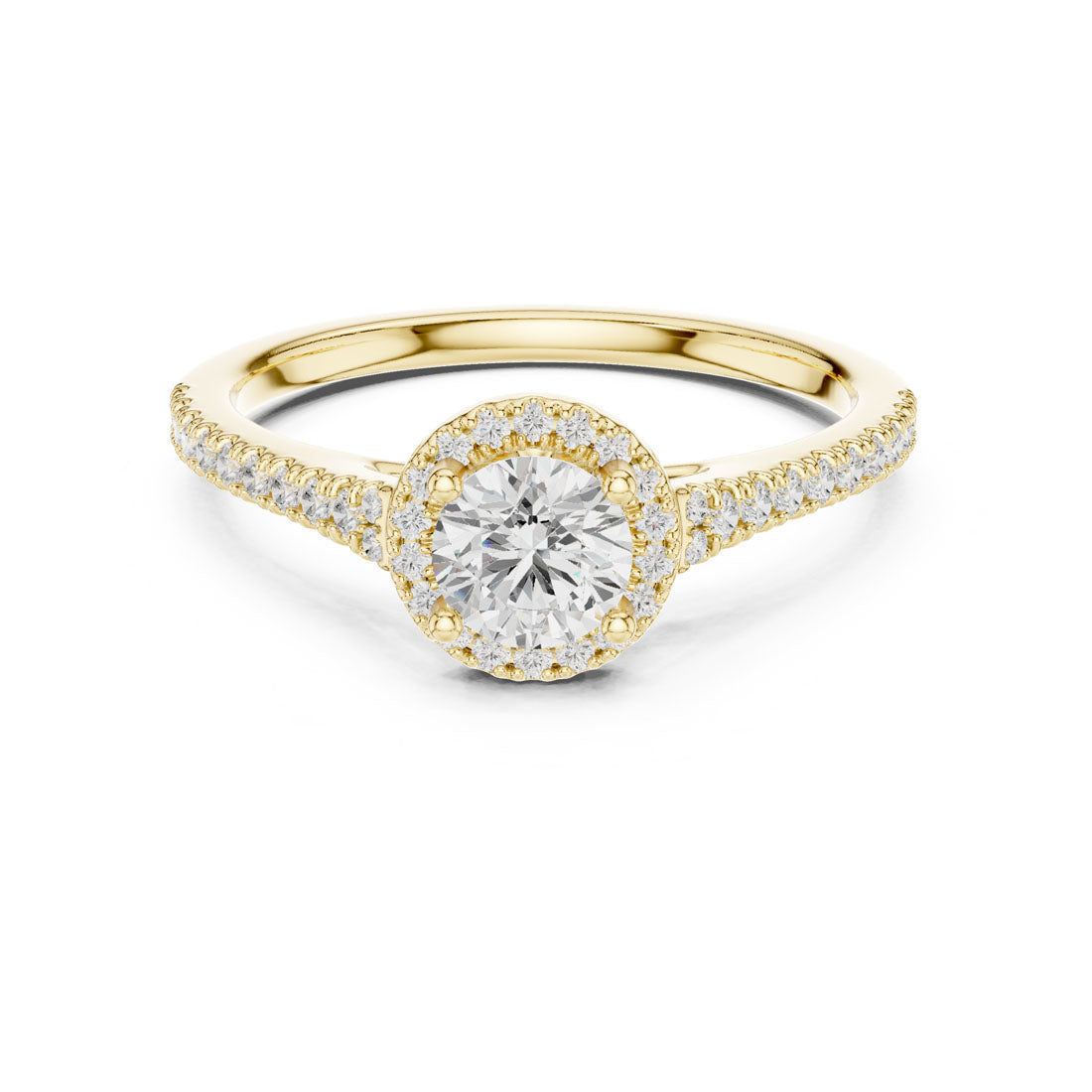 .84 Ct. Round Diamond Solitaire with Round Halo and Pavé-Set Band (LR-0265) 5