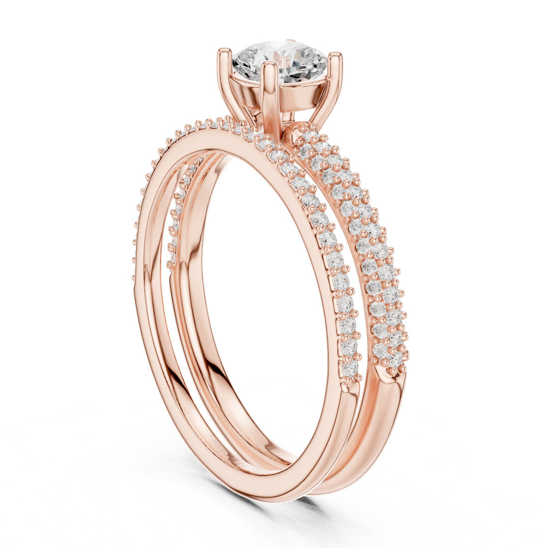 1.02 Ct. Cushion Cut Engagement Set with Triple-Row Pavé Bridal Set with an Eternity Band (LR-0276) 8