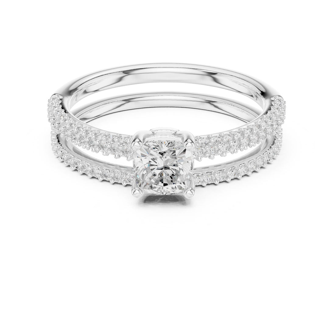 1.02 Ct. Cushion Cut Engagement Set with Triple-Row Pavé Bridal Set with an Eternity Band (LR-0276)
