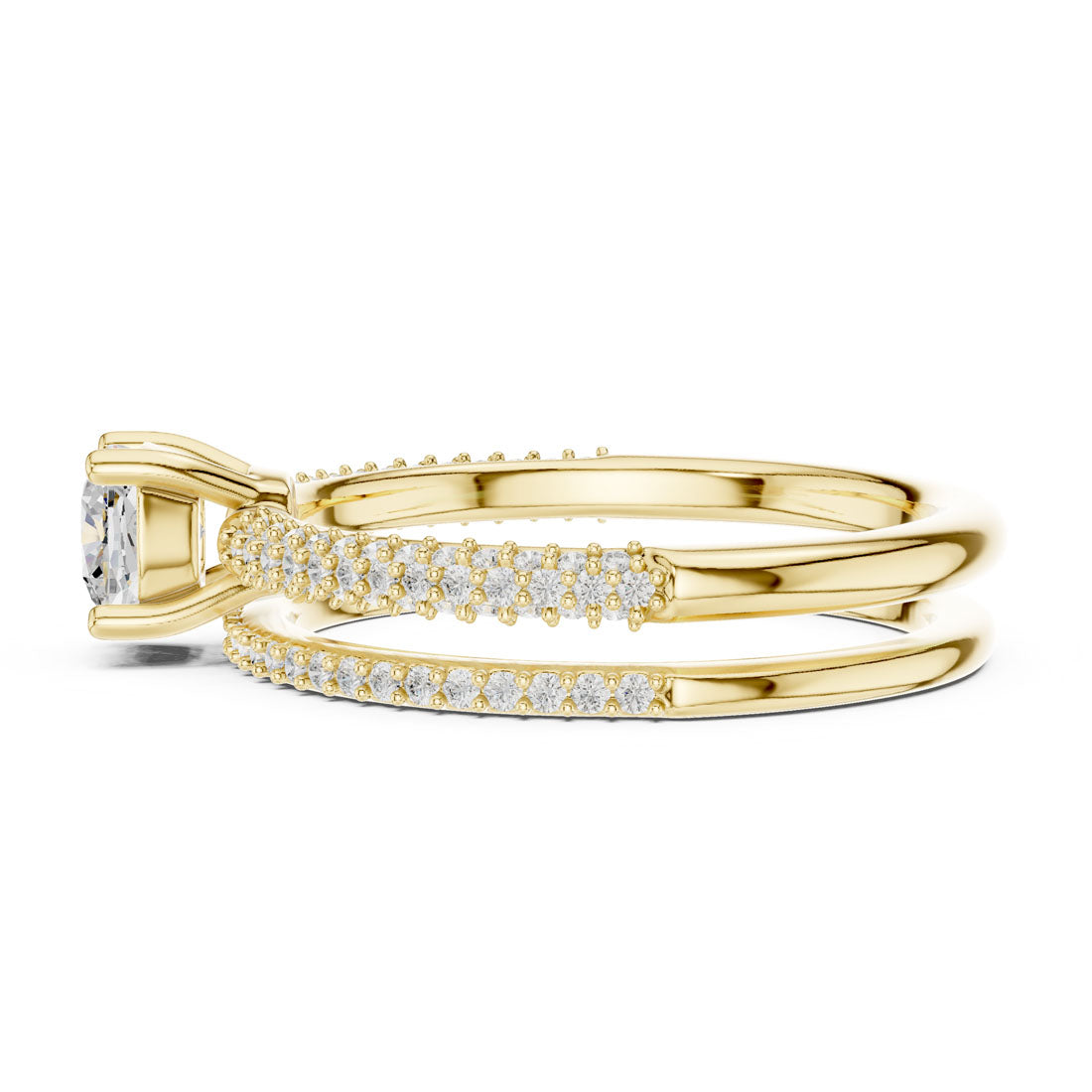 1.02 Ct. Cushion Cut Engagement Set with Triple-Row Pavé Bridal Set with an Eternity Band (LR-0276) 4