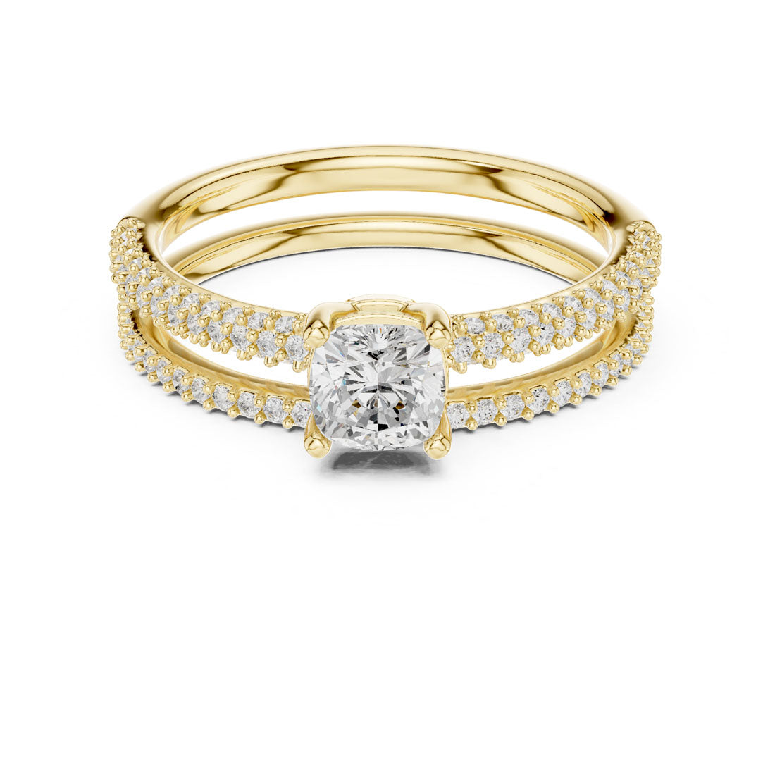 1.02 Ct. Cushion Cut Engagement Set with Triple-Row Pavé Bridal Set with an Eternity Band (LR-0276) 5