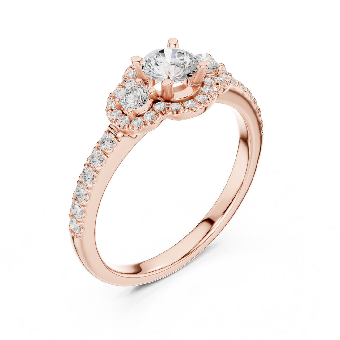 .95 Ct. Round Diamond Three Stone Engagement Ring (LR-0289) 8