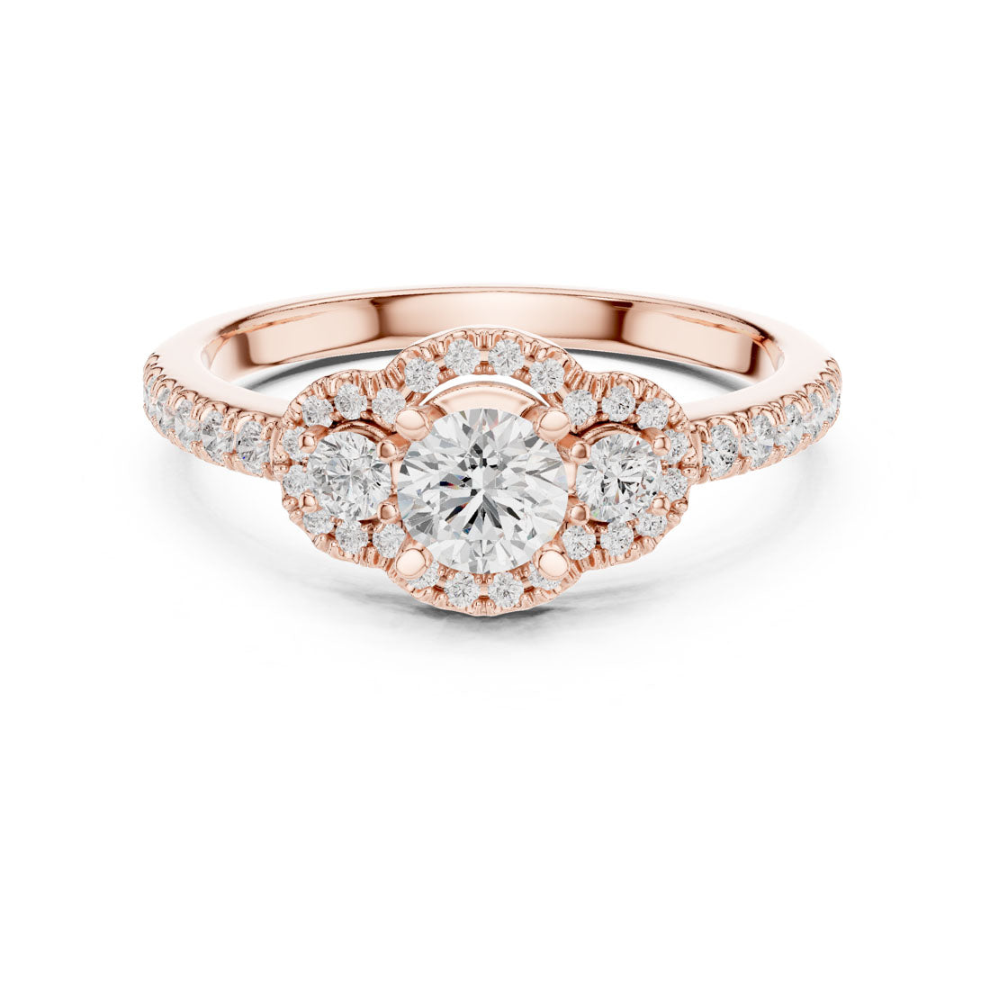 .95 Ct. Round Diamond Three Stone Engagement Ring (LR-0289)