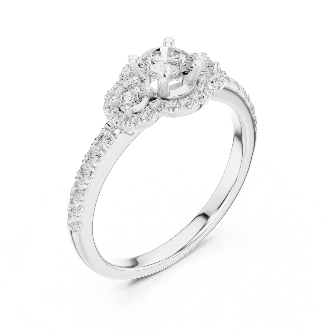 .95 Ct. Round Diamond Three Stone Engagement Ring (LR-0289) 6