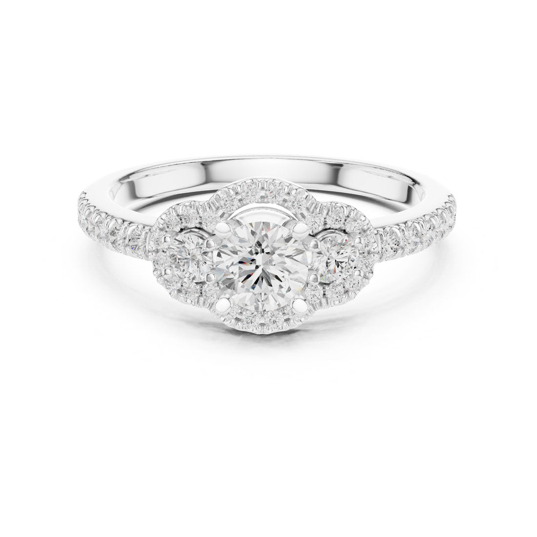 .95 Ct. Round Diamond Three Stone Engagement Ring (LR-0289) 7