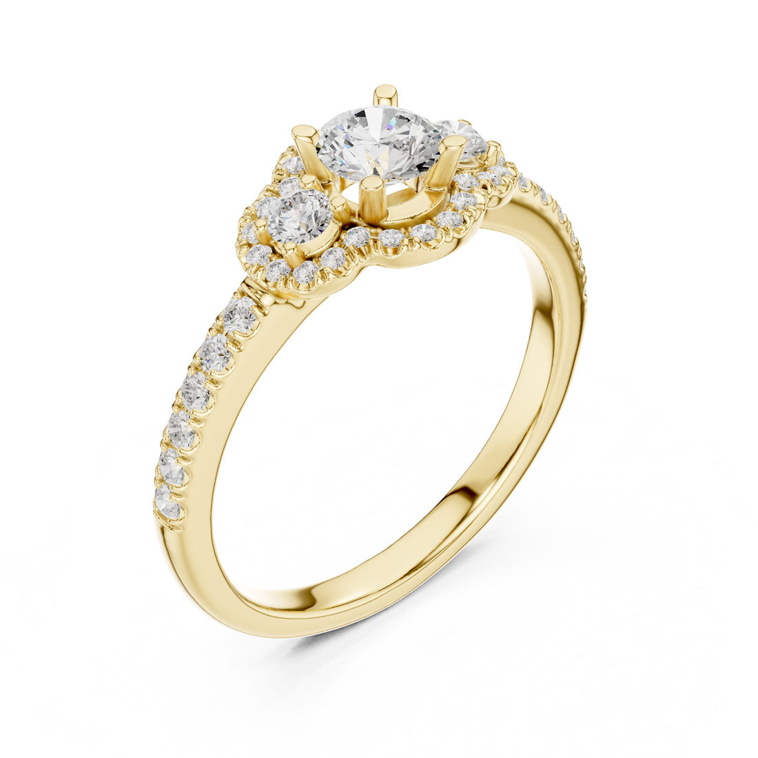 .95 Ct. Round Diamond Three Stone Engagement Ring (LR-0289)