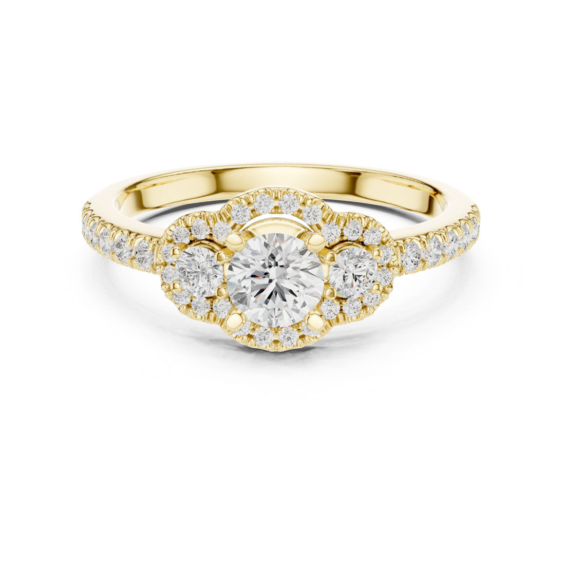 .95 Ct. Round Diamond Three Stone Engagement Ring (LR-0289) 5