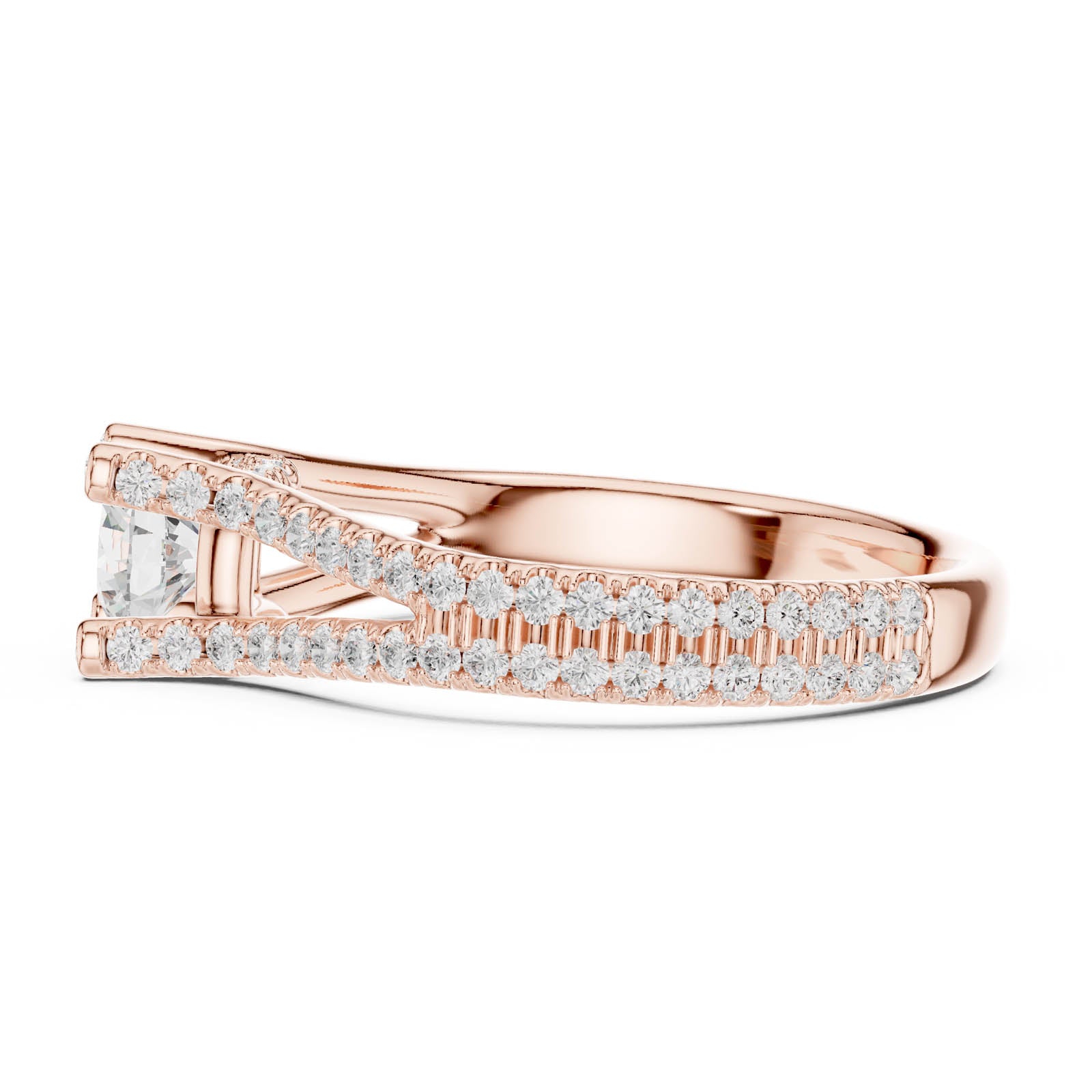 1.29 Ct. Round Diamond Split Shank Ring with Hidden Halo and Pavé Accents (LR-0295) 3
