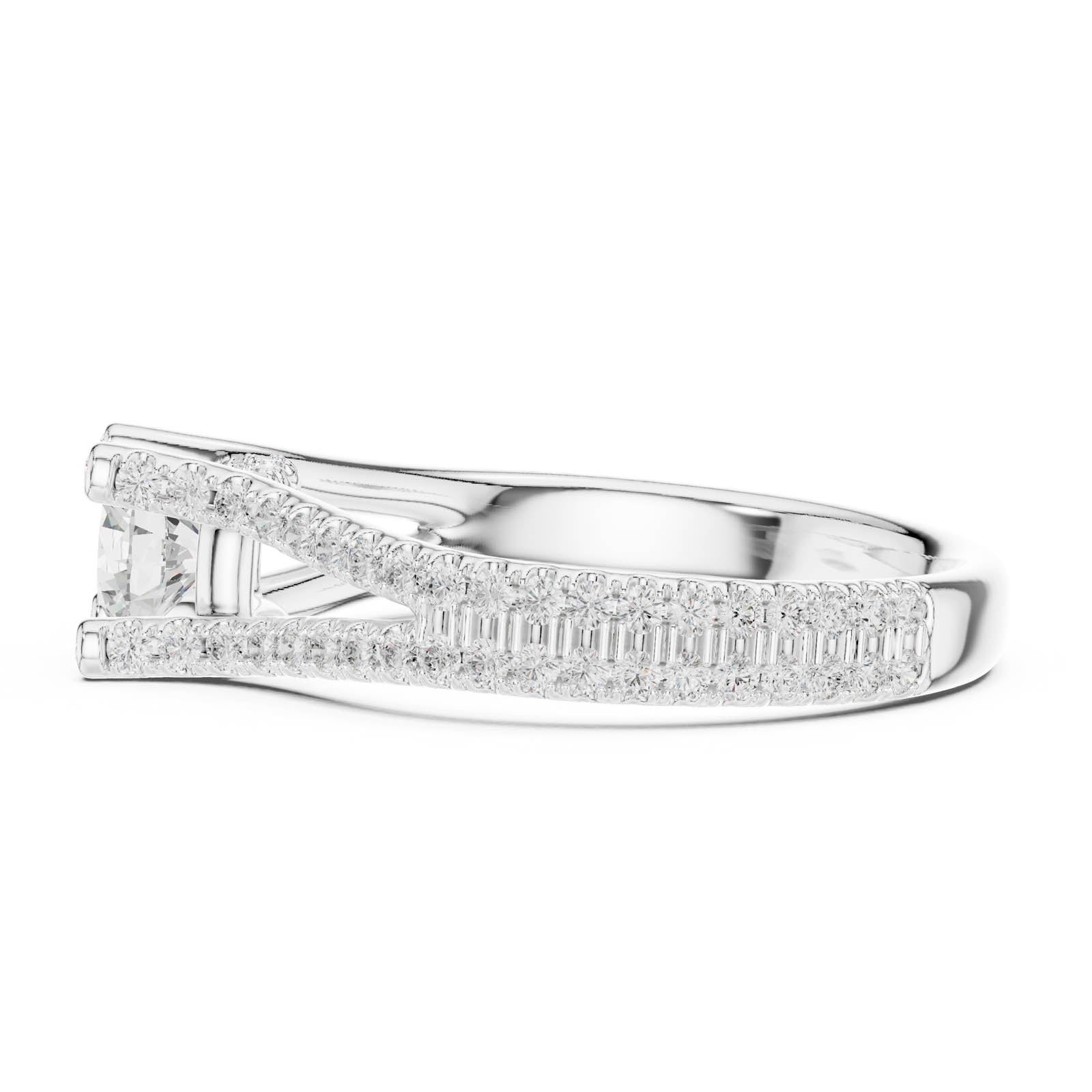 1.29 Ct. Round Diamond Split Shank Ring with Hidden Halo and Pavé Accents (LR-0295) 7