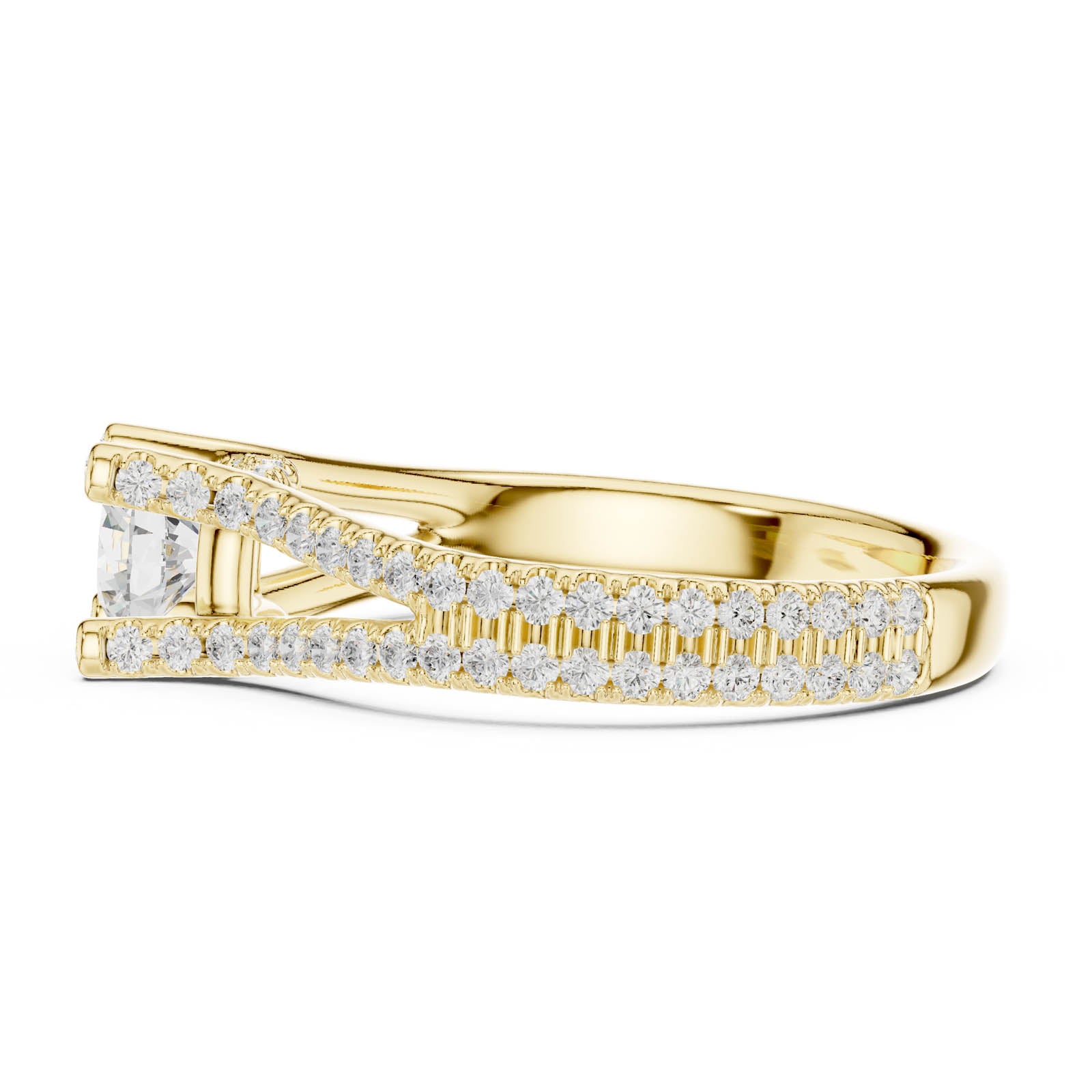 1.29 Ct. Round Diamond Split Shank Ring with Hidden Halo and Pavé Accents (LR-0295) 11