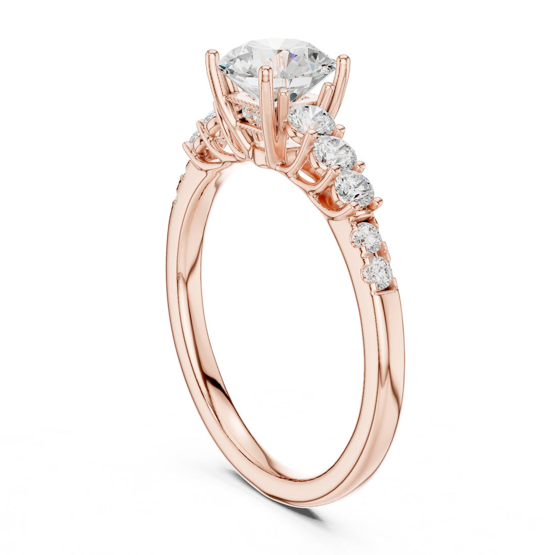 1.40 Ct. Round Diamond Engagement Ring with Graduated Side Stones and Hidden Halo (LR-0300) 10