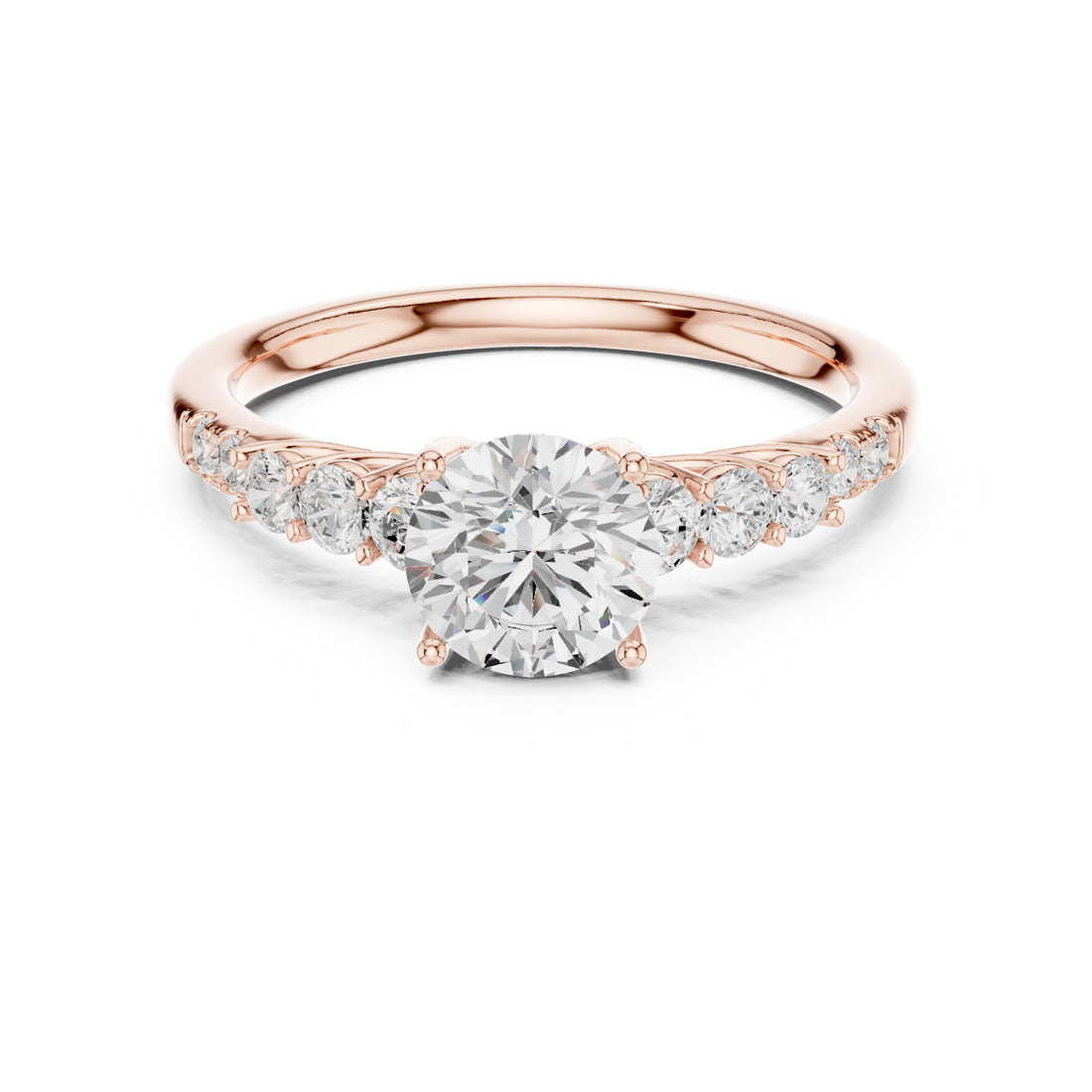 1.40 Ct. Round Diamond Engagement Ring with Graduated Side Stones and Hidden Halo (LR-0300) 7