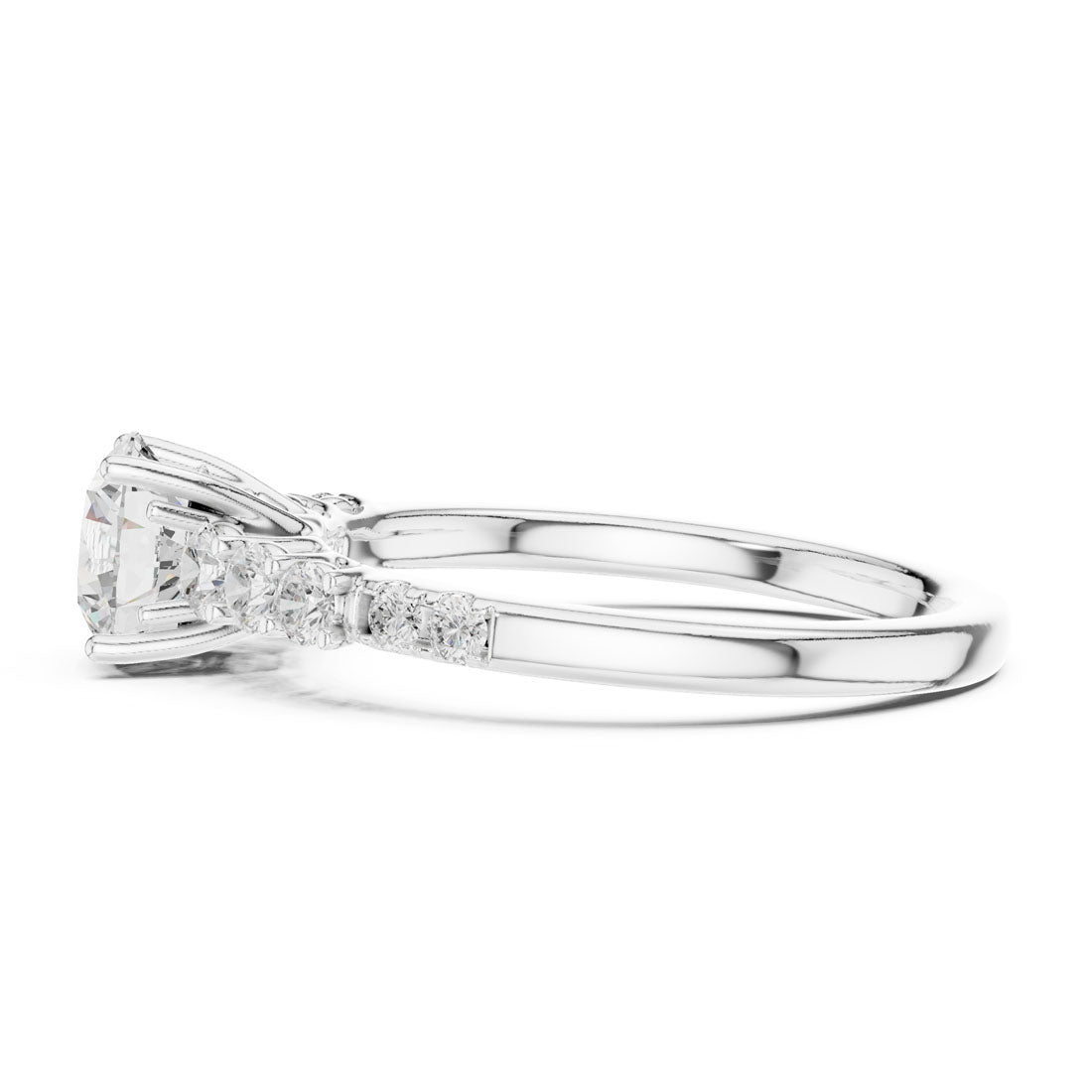 1.40 Ct. Round Diamond Engagement Ring with Graduated Side Stones and Hidden Halo (LR-0300) 11