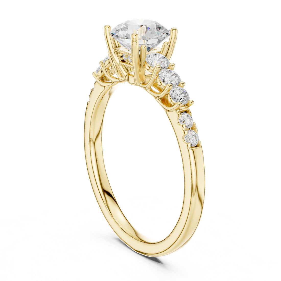 1.40 Ct. Round Diamond Engagement Ring with Graduated Side Stones and Hidden Halo (LR-0300) 3