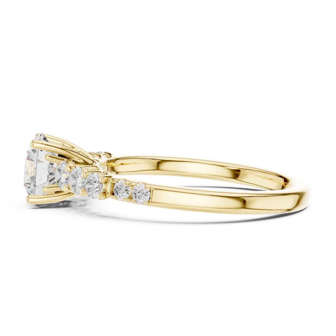 1.40 Ct. Round Diamond Engagement Ring with Graduated Side Stones and Hidden Halo (LR-0300) 4