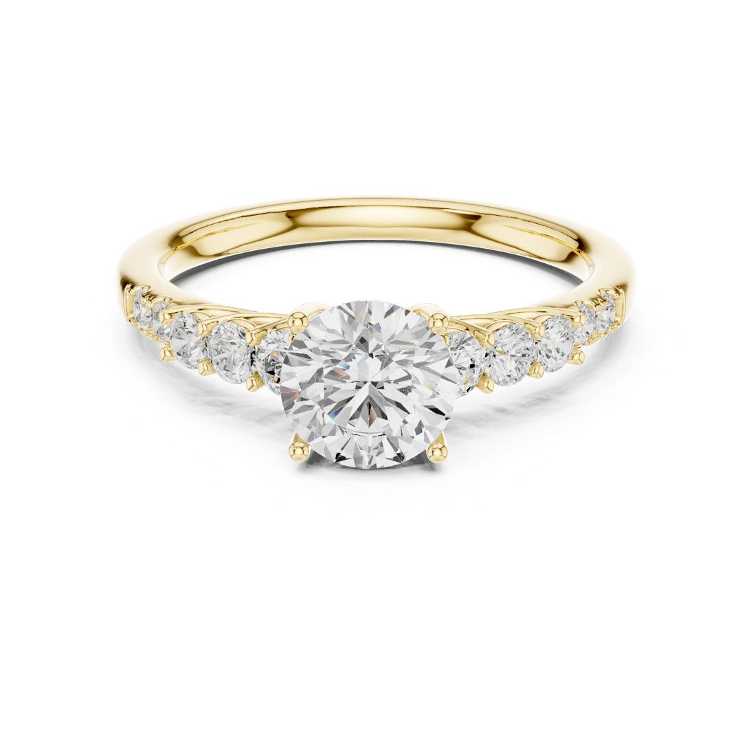 1.40 Ct. Round Diamond Engagement Ring with Graduated Side Stones and Hidden Halo (LR-0300) 5