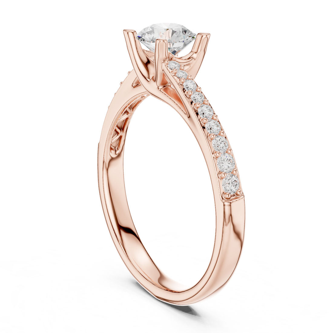 .82 Ct. Round Diamond Solitaire with Bypass Pavé Band (LR-0302) 9