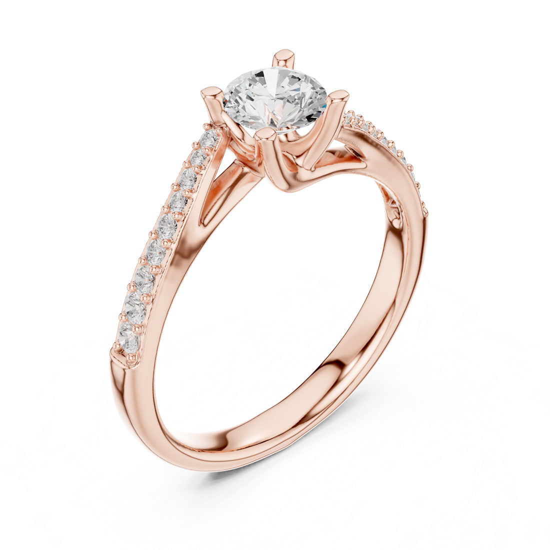 .82 Ct. Round Diamond Solitaire with Bypass Pavé Band (LR-0302) 8